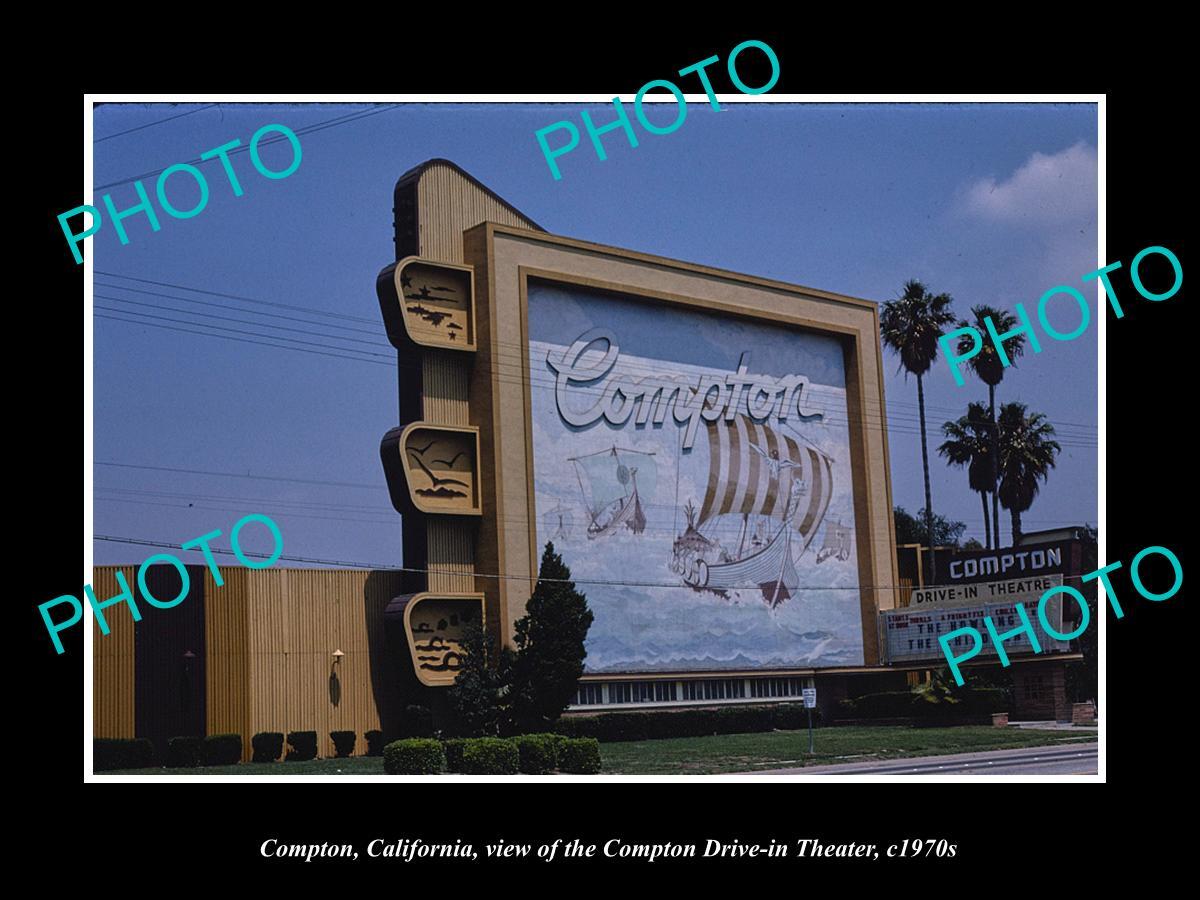 OLD 6 X 4 HISTORIC PHOTO OF COMPTON CALIFORNIA THE DRIVE IN THEATER c1970s