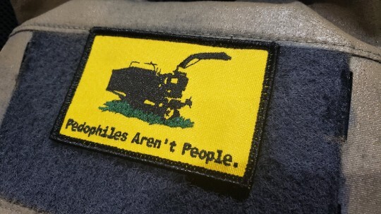 Wood Chipper moral patch. Pedophiles aren\'t people. Gadsden wood chipper flag