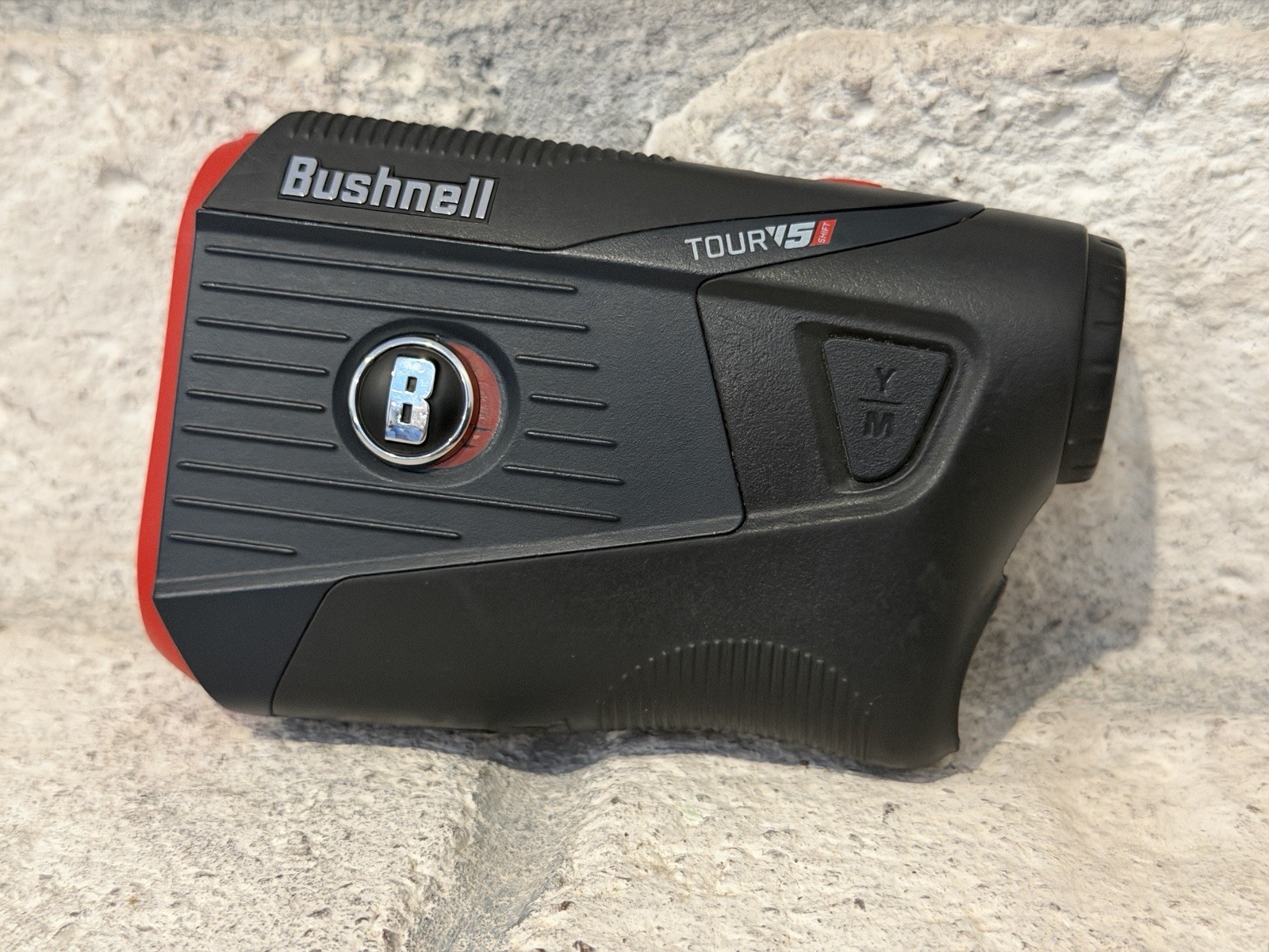 Bushnell Tour V5 Golf Laser Rangefinder w/ BITE Magnetic Grip, Black/Red Used