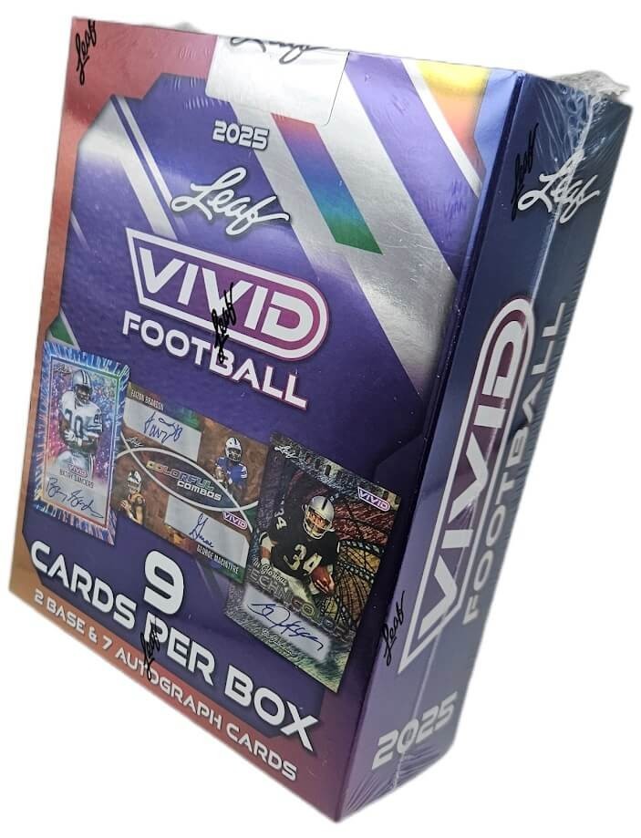 2025 Leaf Vivid Football Factory Sealed Hobby Box 7 Autographs Per Box