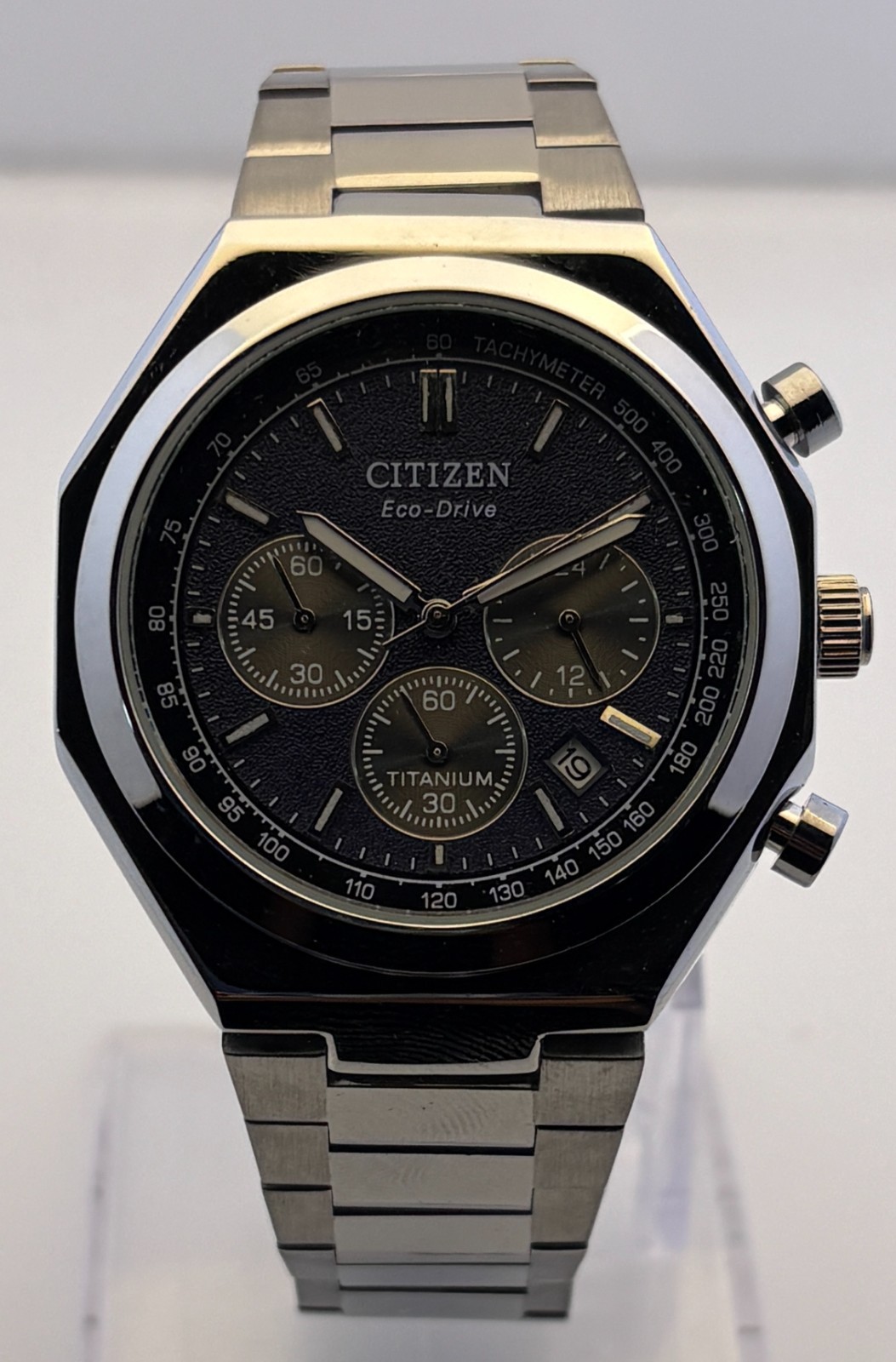 Refurbished Men's Citizen Eco-Drive Chrono Quartz Blue Dial Date/Small-Sec Watch