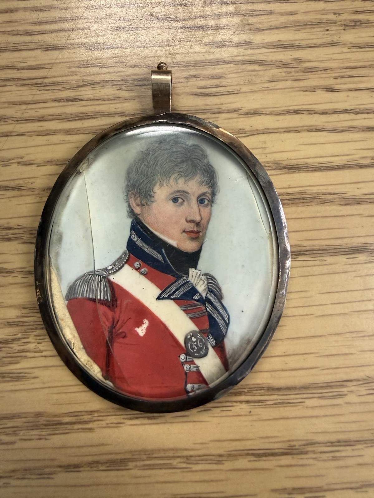 RARE BRITISH MILITARY OFFICER PORTRAIT MINIATURE W/ HIS WOVEN HUMAN HAIR – 1795 RARE BRITISH MILITARY OFFICER PORTRAIT MINIATURE W/ HIS WOVEN HUMAN HAIR – 1795
