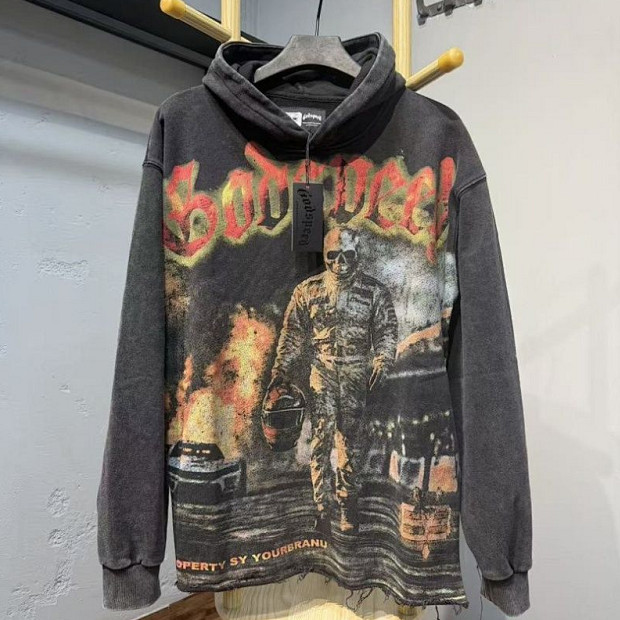 New Godspeed vintage print Long sleeves hoodie Mens washed and distressed hoodie