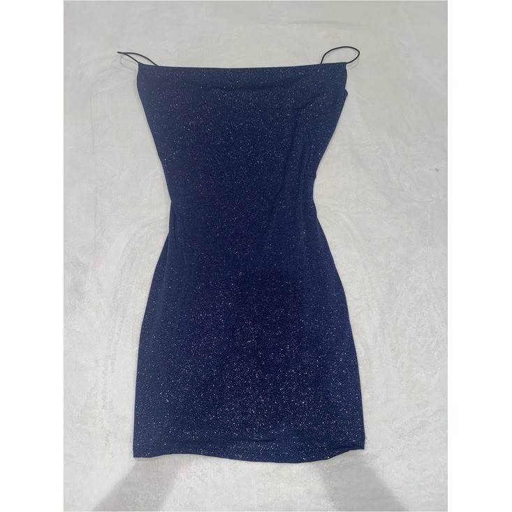Windsor Navy Blue Sparkle Glitter Strapless Mini Dress Size M