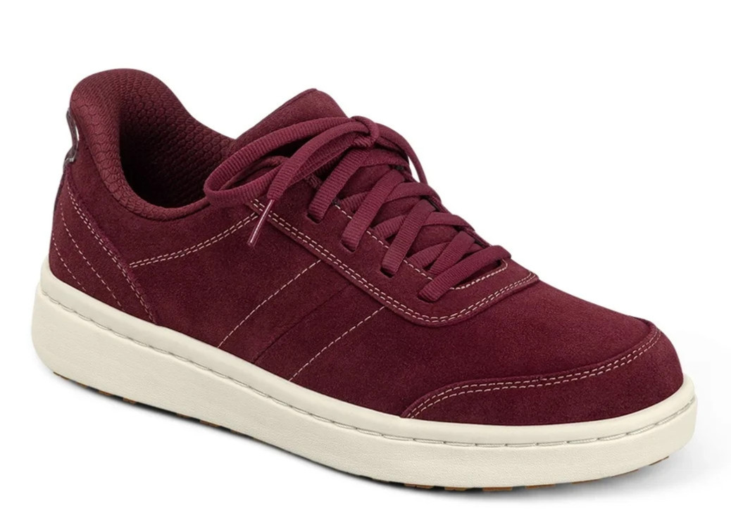 NEW Orthofeet Women\'s Wander $225 Burgundy Suede Hands-Free Sneaker Sz. 7.5M NEW Orthofeet Women\'s Wander $225 Burgundy Suede Hands-Free Sneaker Sz. 7.5M