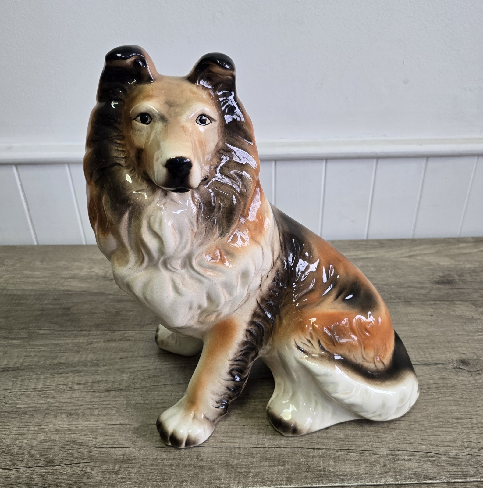 Vintage Life-Like Rough Collie Dog Figurine Large Statement Fireplace Decor Vintage Life-Like Rough Collie Dog Figurine Large Statement Fireplace Decor