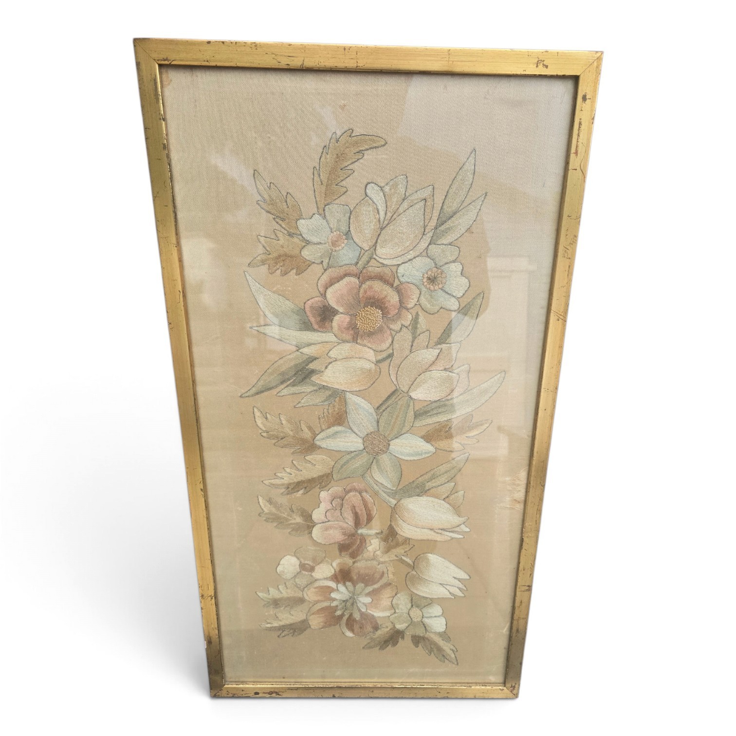 Antique 19th Century Chinese Oriental Embroidered Silk Panel Antique 19th Century Chinese Oriental Embroidered Silk Panel