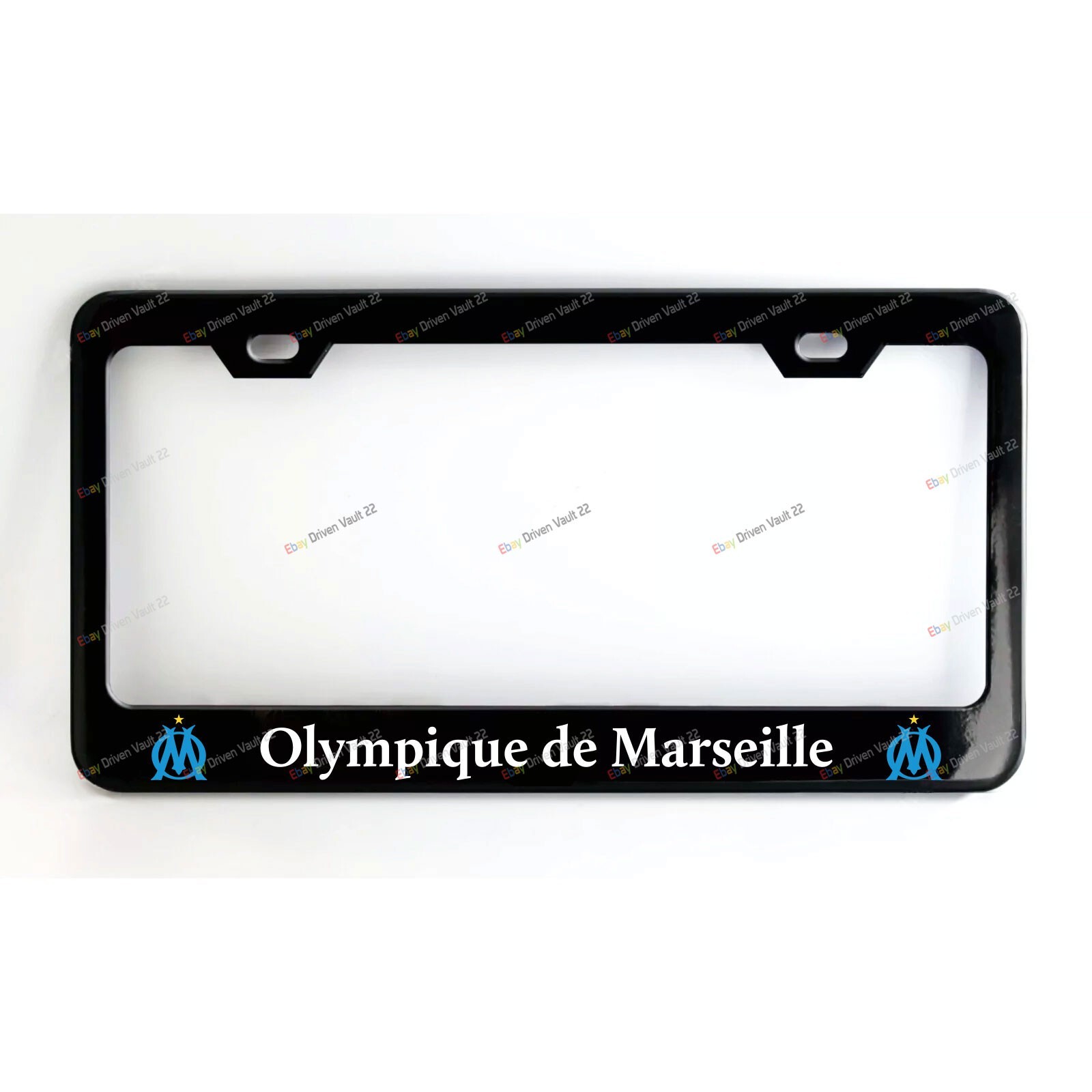 Olympique de Marseille Custom Made Black Metal License Plate Frame +Screw Caps