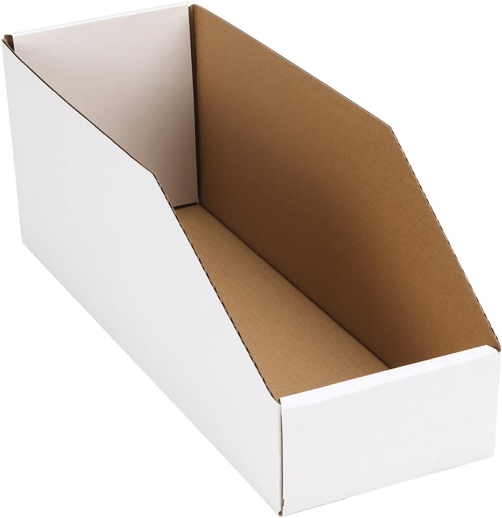 EXYGLO Cardboard Boxes, Pack of 35 Corrugated Storage Bins 12x4x4.5 inch