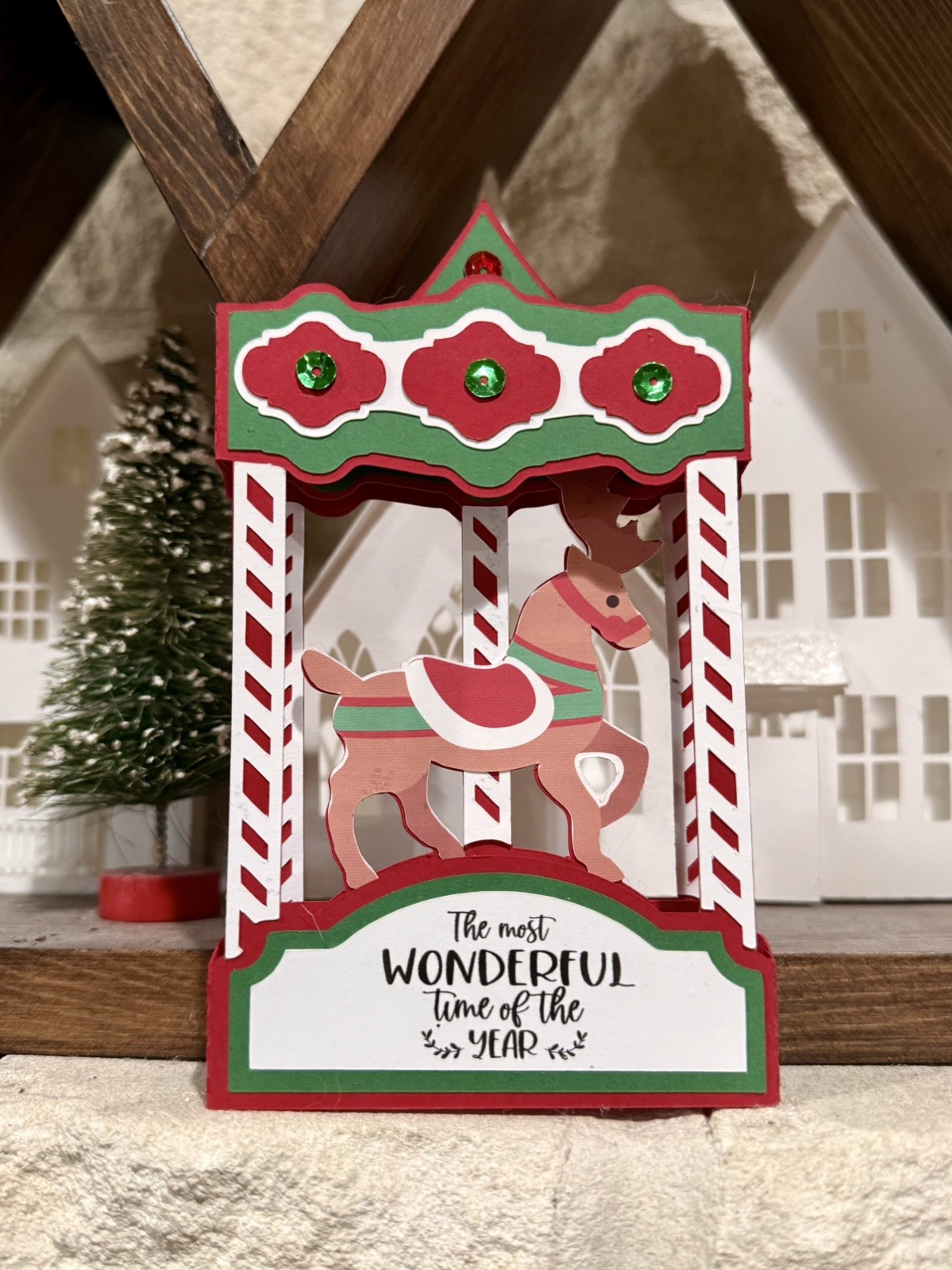 handmade Card Kit Stampin Up  Christmas carousel  Pop Up Box Card