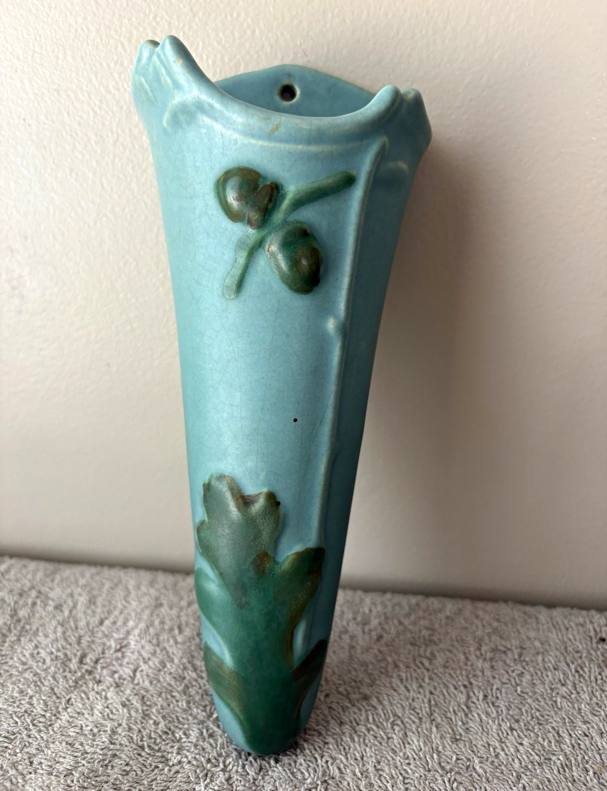 Vintage Weller matte blue wall pocket 8” Vintage Weller matte blue wall pocket 8”