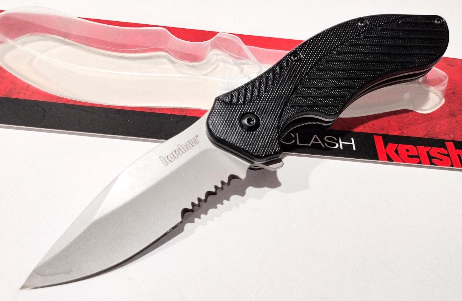 KERSHAW KS1605 Clash Serrated Spring Open Assisted Tactical Folding Pocket Knife KERSHAW KS1605 Clash Serrated Spring Open Assisted Tactical Folding Pocket Knife