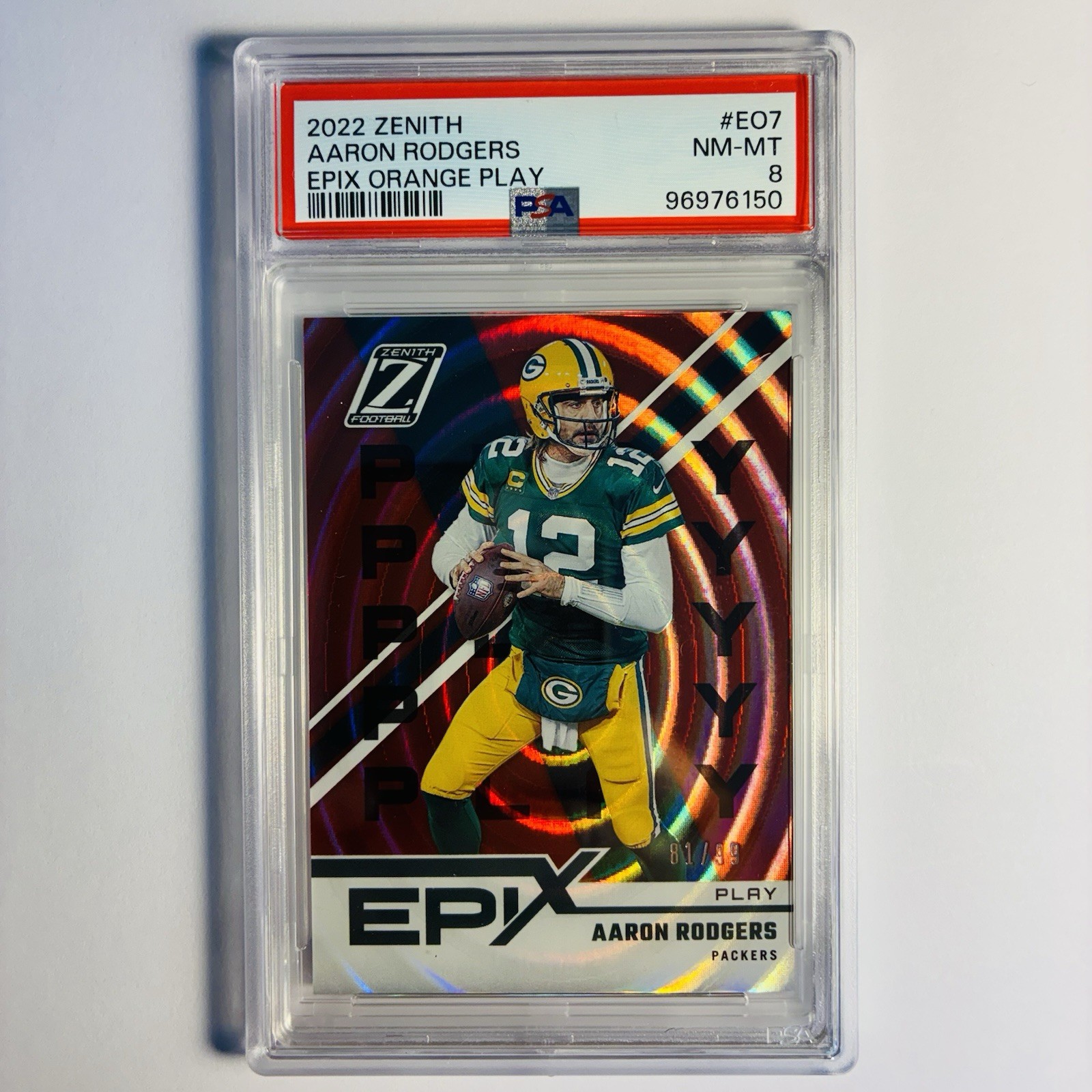 2022 Panini Zenith Epix Orange Play/99 Aaron Rodgers #EO7 PSA 8⭐️Super Bowl🏆MVP 2022 Panini Zenith Epix Orange Play/99 Aaron Rodgers #EO7 PSA 8⭐️Super Bowl🏆MVP