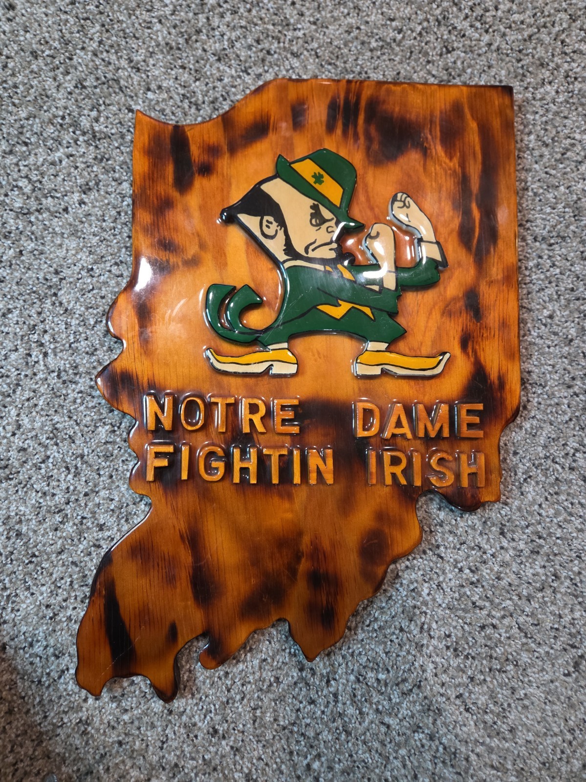 Vintage Handmade Notre Dame Fighting Irish Wall Sign