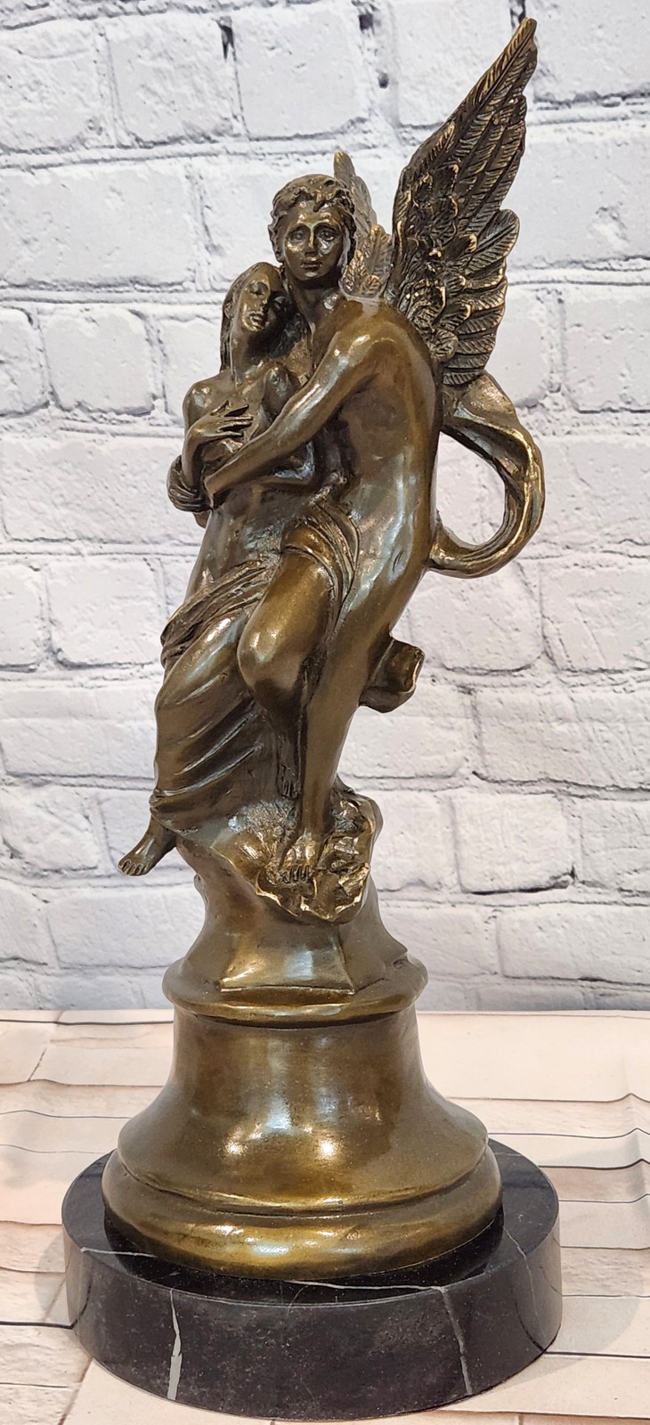 Bronze Mythological Love Sculpture Eros and Psyche Figurine Collectible Statue