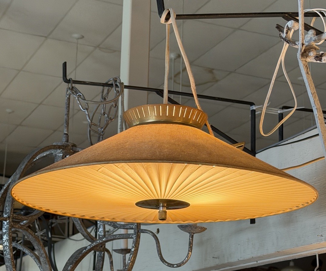 Vintage Gerald Thurston Danish MCM Hanging Light Fixture Lamp Lightolier