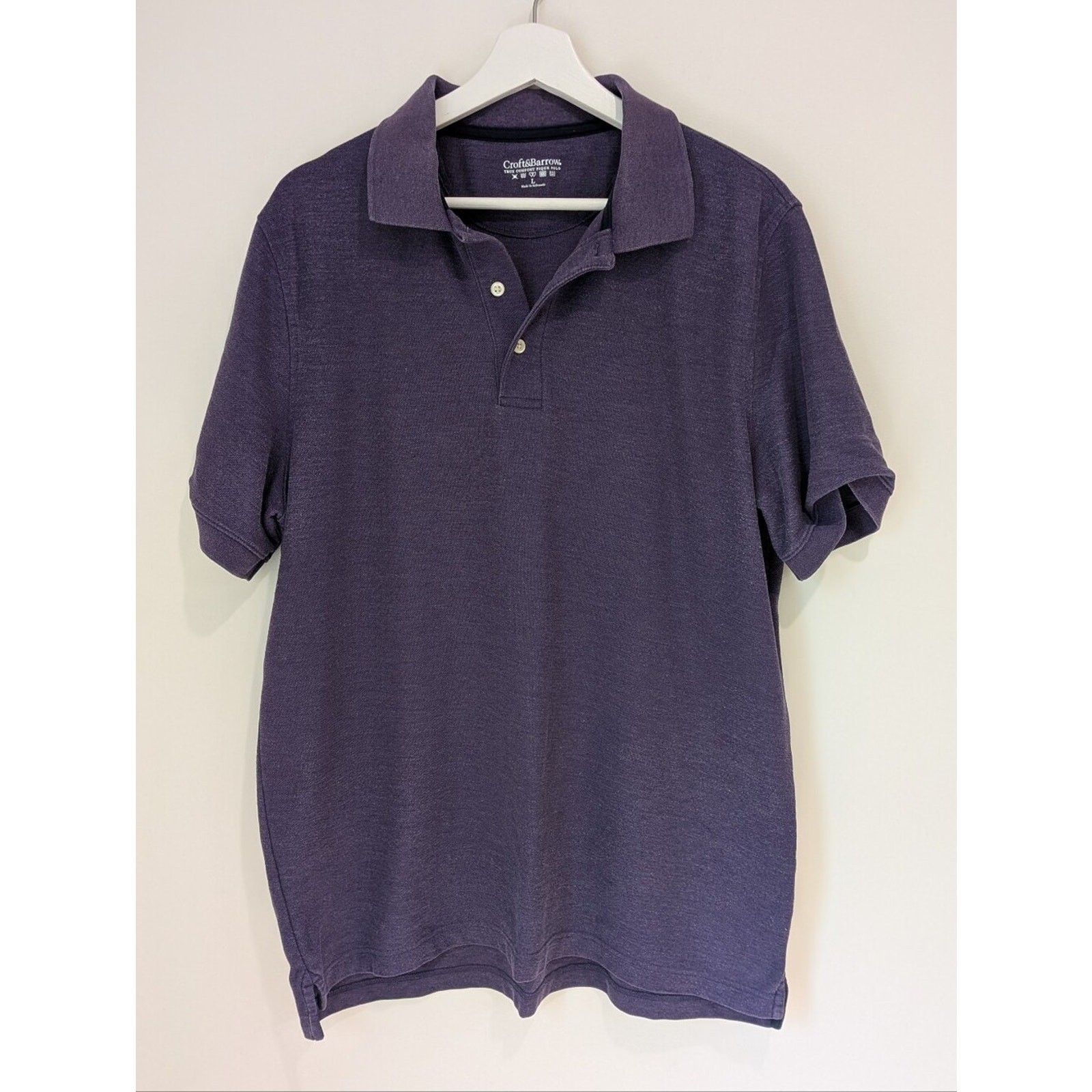 Croft & Borrow Purple Polo Size Large Preppy Old Money Country Club Collegiate
