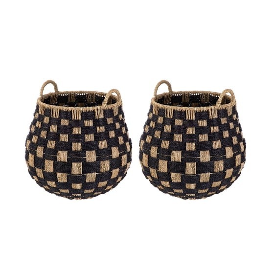 Better Homes & Gardens Large Round Seagrass Storage Baskets 2-Pack Black/Natural