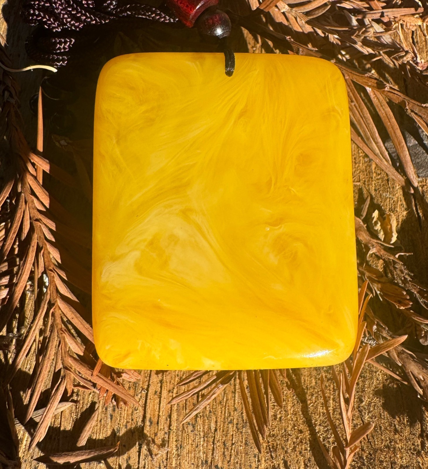 Natural Burmese Amber Beeswax Pendant Golden Yellow Floating Cotton Estate