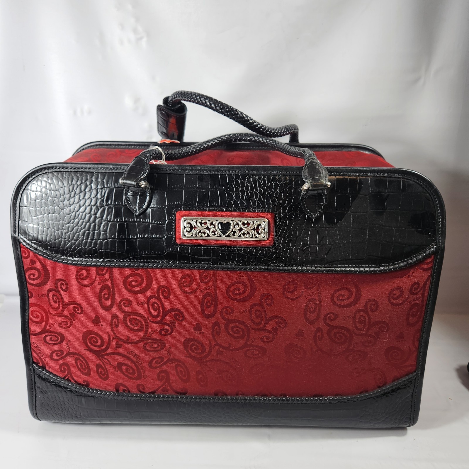Brighton Vintage Red & Black Croc 18” Weekender Overnight Luggage Bag