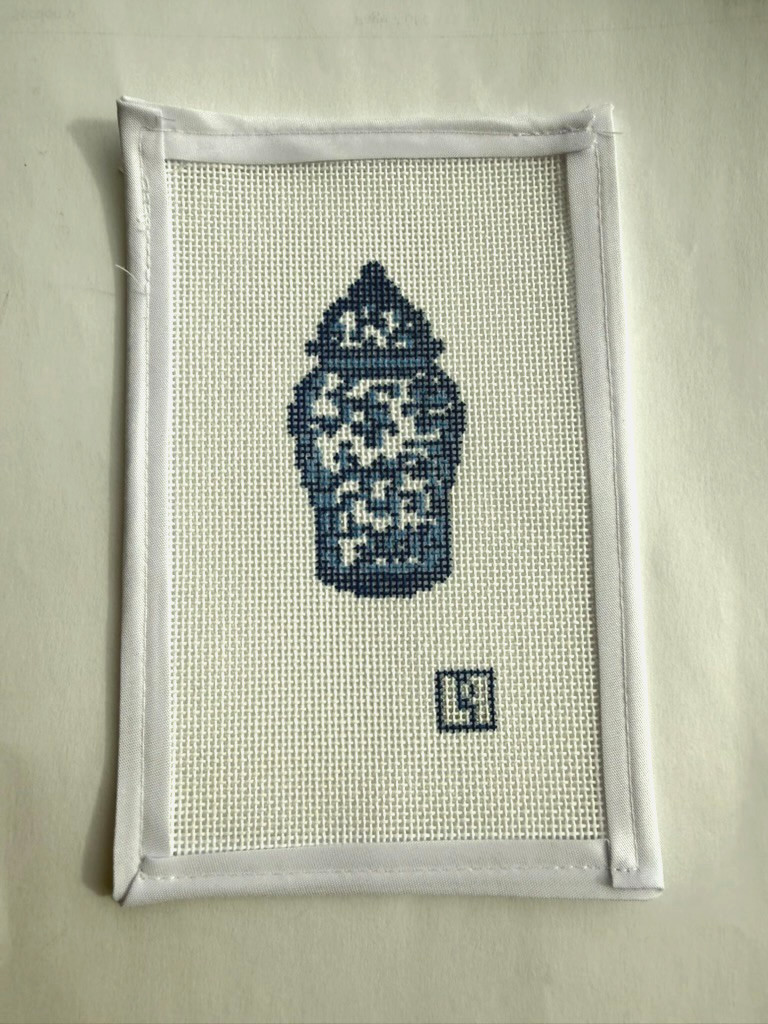 Hand Painted, Needlepoint Canvas, 18 Mesh, Ginger Jar 1.5 x 3 Blue and White Hand Painted, Needlepoint Canvas, 18 Mesh, Ginger Jar 1.5 x 3 Blue and White