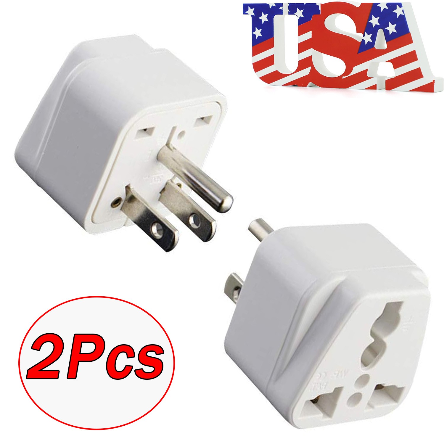 2 PCS European EU To US American Adapter Plug Converter Euro Asia to USA 2 PCS European EU To US American Adapter Plug Converter Euro Asia to USA
