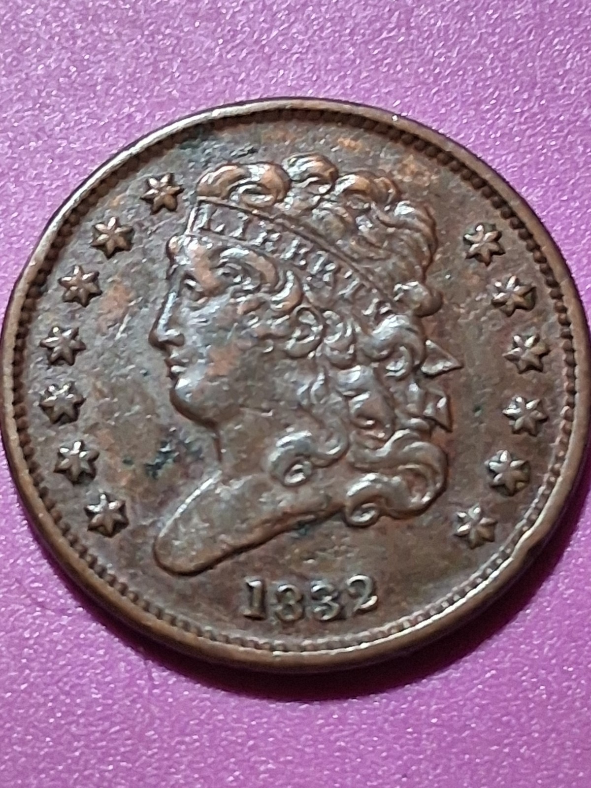 1832-P CLASSICHEAD HALF CENT . AU+ CONDITON. BROWN. NICE OVERALL. 1832-P CLASSICHEAD HALF CENT . AU+ CONDITON. BROWN. NICE OVERALL.