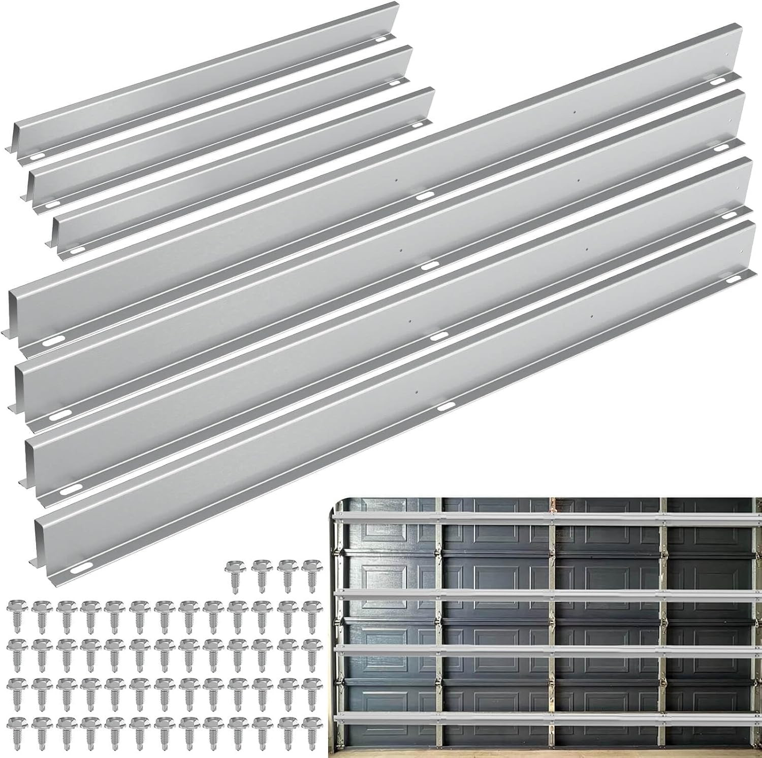 16FT Garage Door Support Strut Kit (Double Car Door), 18-Gauge (1Mm) Galvanized