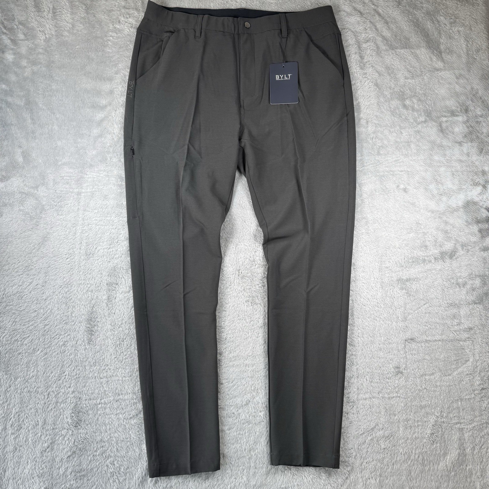 NWT BYLT Premium Basics Kinetic Pant 2.0 Gray Stretch Performance Pants 36