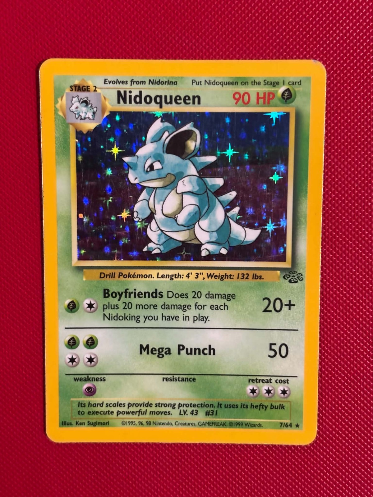 POKEMON Nidoqueen - Jungle 7/64 Unlimited Edition - Holo Rare - LP/MP POKEMON Nidoqueen - Jungle 7/64 Unlimited Edition - Holo Rare - LP/MP