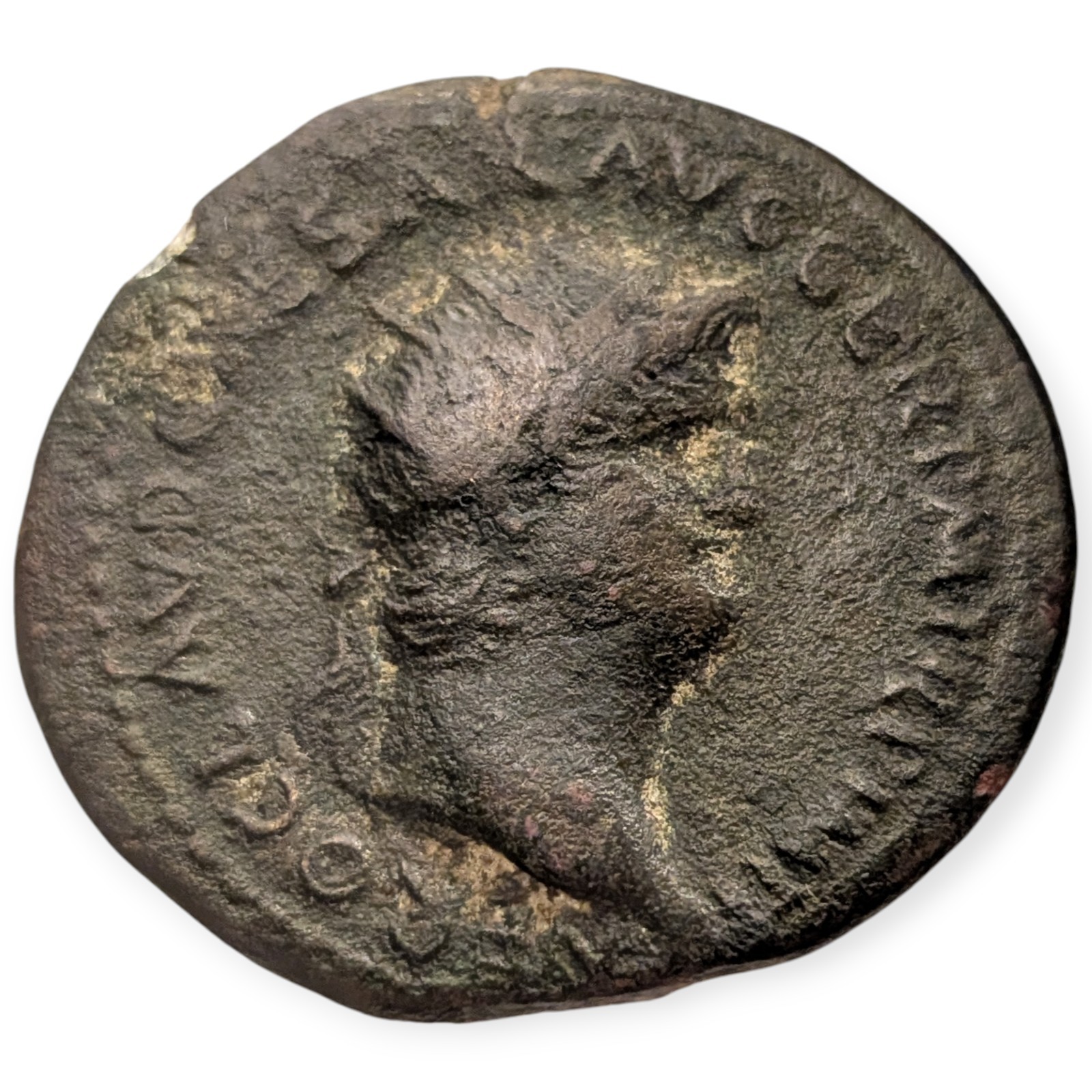 65 AD Roman Imperial Nero AE Dupondius Roma Seated Ancient Bronze Coin 11L