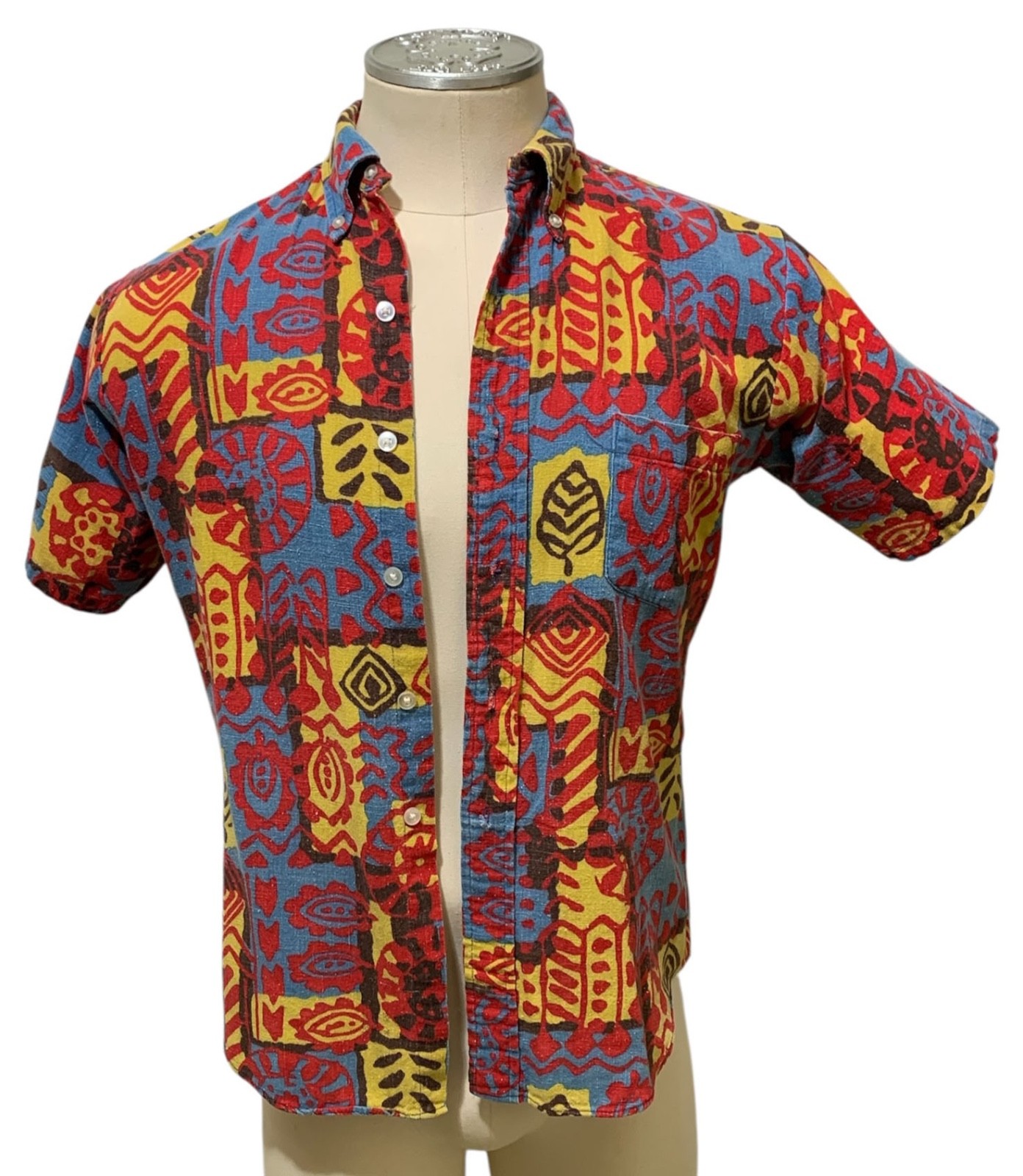 AMERICAN TRADITIONS by CAMPUS Vintage 60s/70s Men\'s SS Tapered Shirt - Sz M