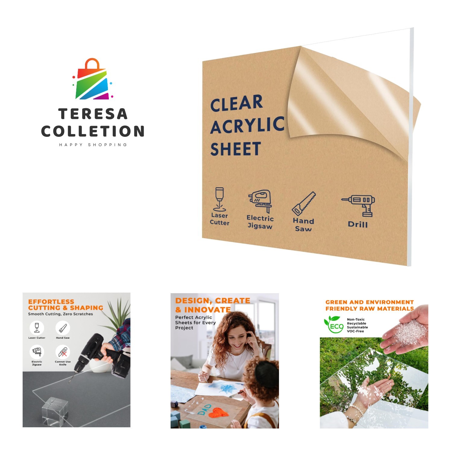 Durable and Shatterproof 18 x 18 Clear Plexiglass Sheets for DIY Projects