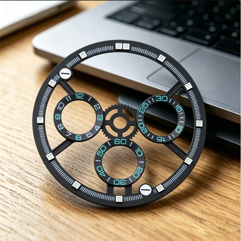 28.5mm Skeleton Chronograph Dial Blue Luminous Fit SL4802 For 38mm Carbon Case