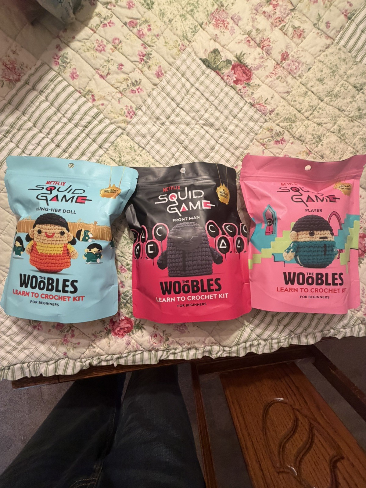 The Woobles Squid Game Crochet Kits 3 Pack Front Man Player Young-Hee NEW The Woobles Squid Game Crochet Kits 3 Pack Front Man Player Young-Hee NEW