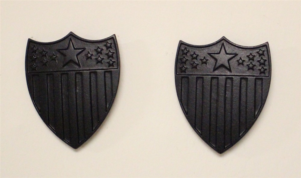 Army Officer Collar Pin: Adjutant General's Corps - subdued pair on 1969 card