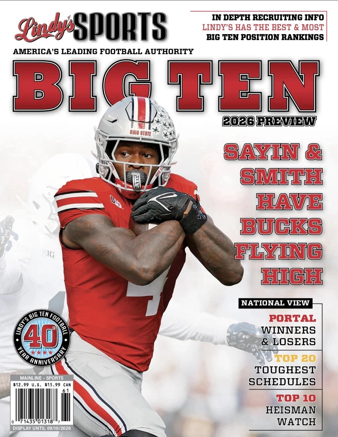 Lindy’s Sports 2026 BIG TEN COLLEGE FOOTBALL  MAGAZINE Covers Vary