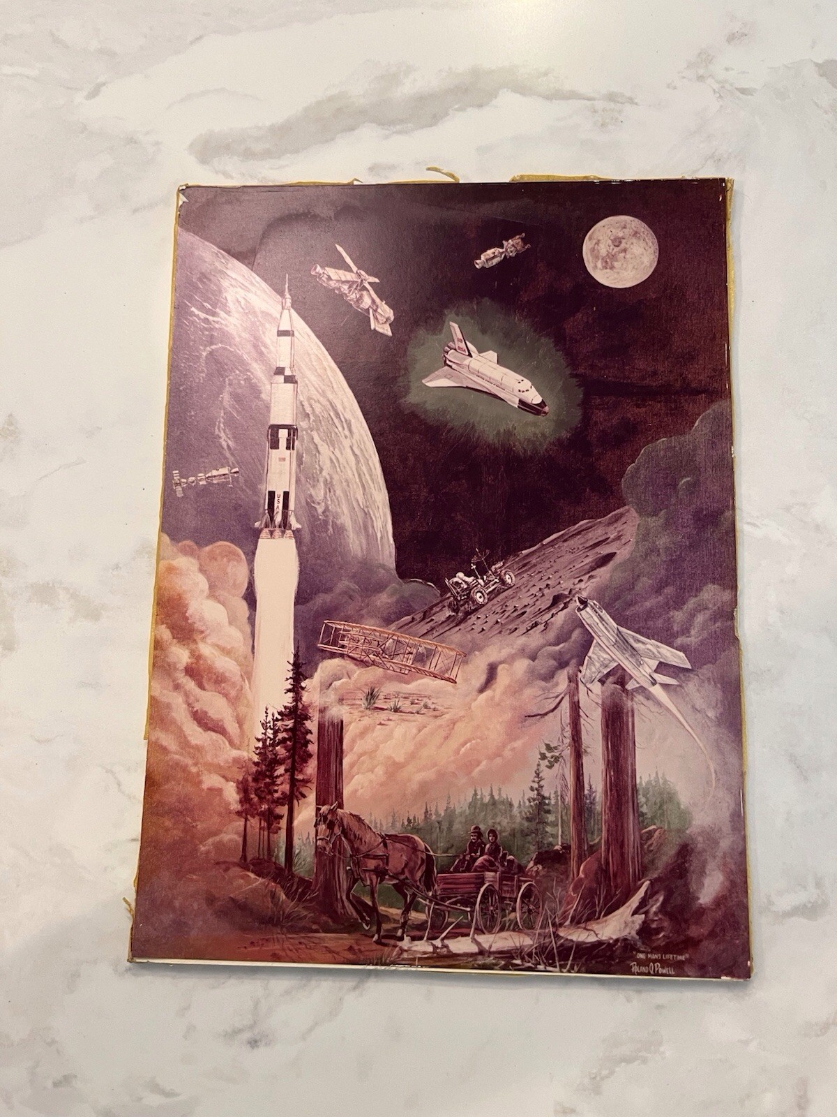 NASA MSFC SPACE SHUTTLE ART 1ST GEN PHOTO - ONE MAN'S LIFETIME w/MARSHALL STAR