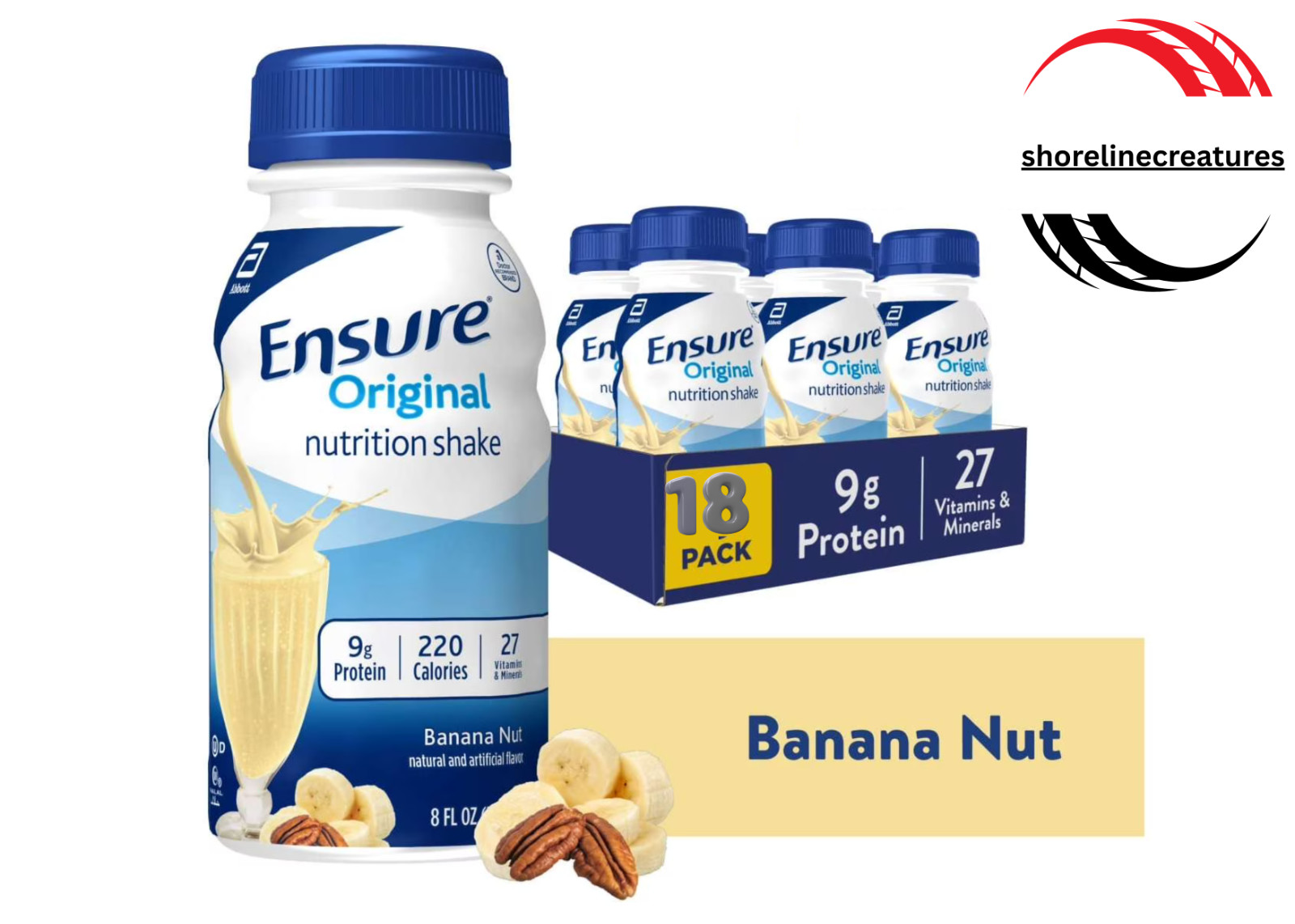 Ensure Original Nutrition Shake BANANA NUT 8 Fl Oz Choose 18 Bottles