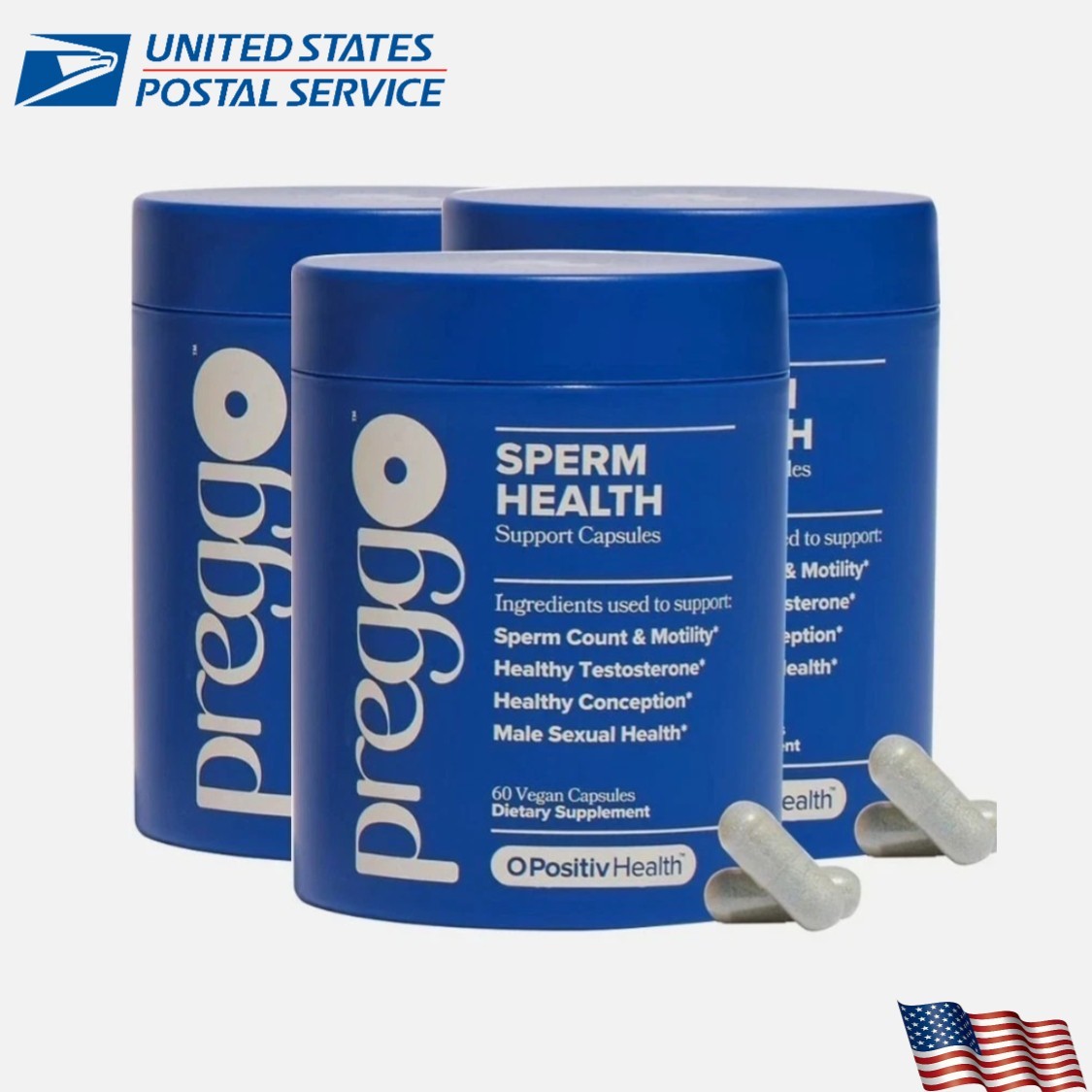 3 Pack PREGGO O-Positive Sperm Health Boost Capsules – 180 Count For Men