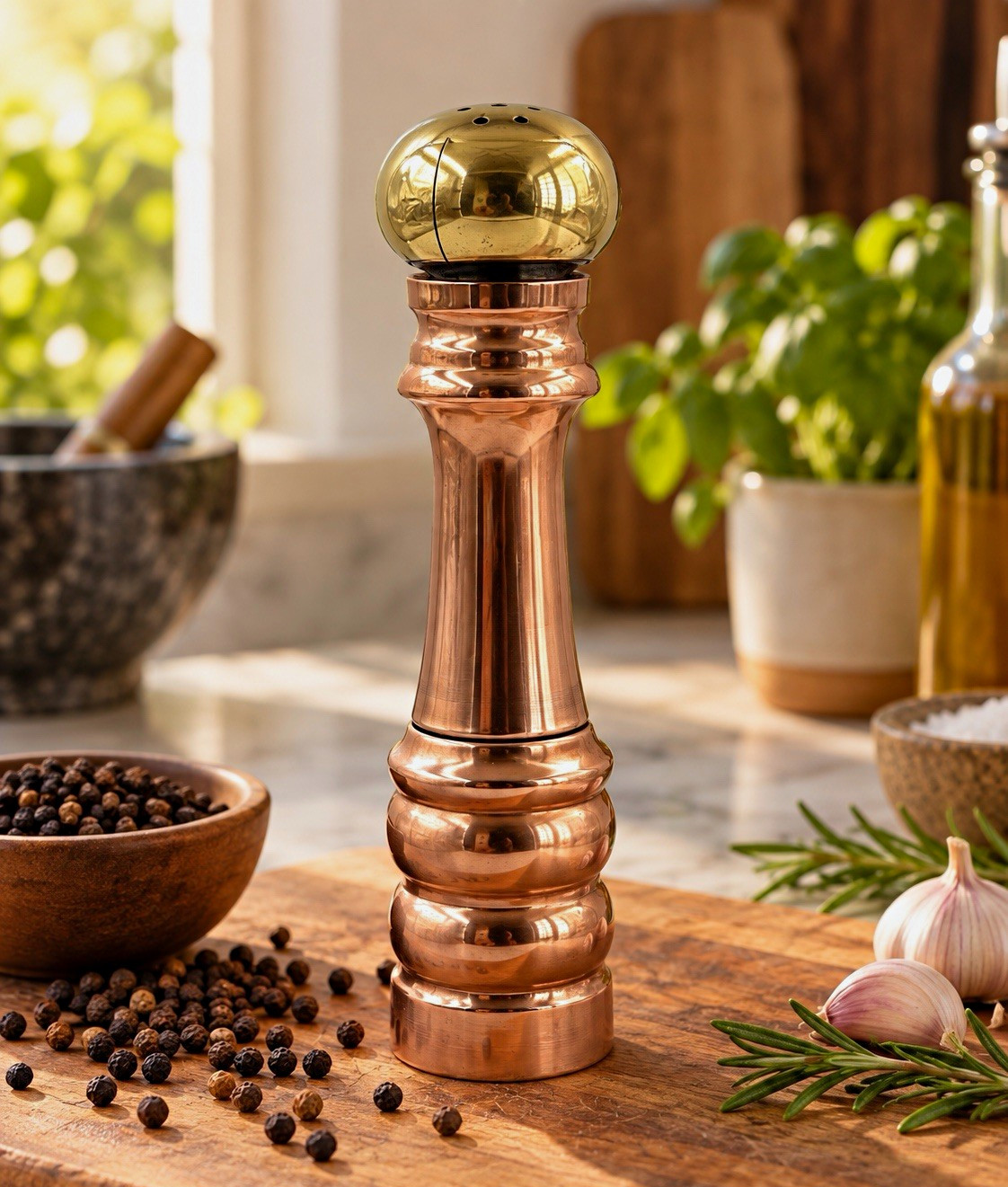Rare Vintage 1960s-1980s Copper Brass Pepper Mill Grinder 10” Tall Mid Century 