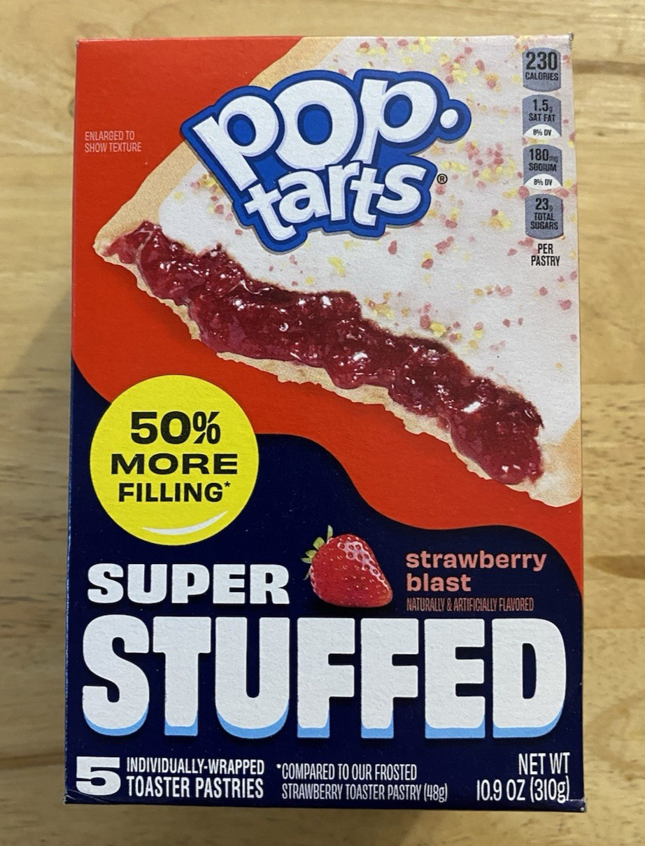 NEW KELLOGG’S FROSTED STRAWBERRY BLAST SUPER STUFFED POP TARTS 5 TOASTER PASTRIE