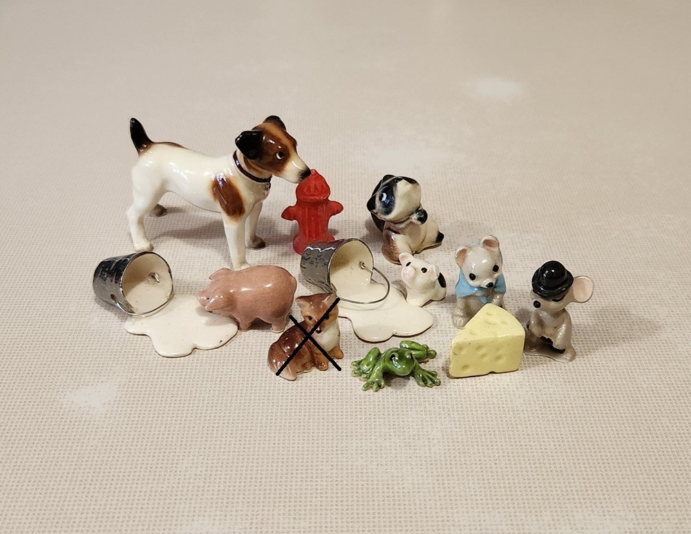 HR Hagen Renaker Lot of 11 Miniature Figurines Milk Pigs Mice Cheese & More
