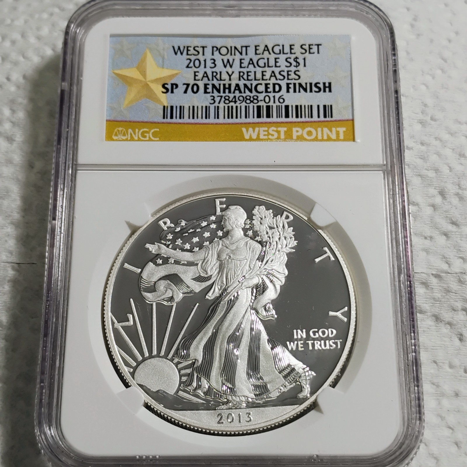 2013 W ~ SILVER EAGLE DOLLAR ~ NGC SP70 ENHANCED FINISH