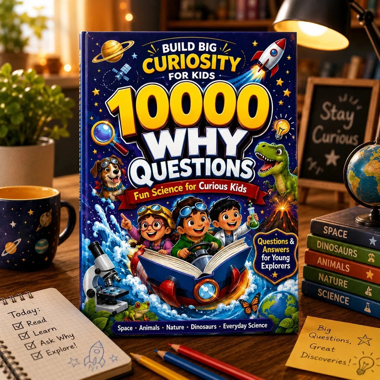 10000 Whys Colour ful Encyclopedia for Kids 6-12 Year Old Big Questions, Smart.