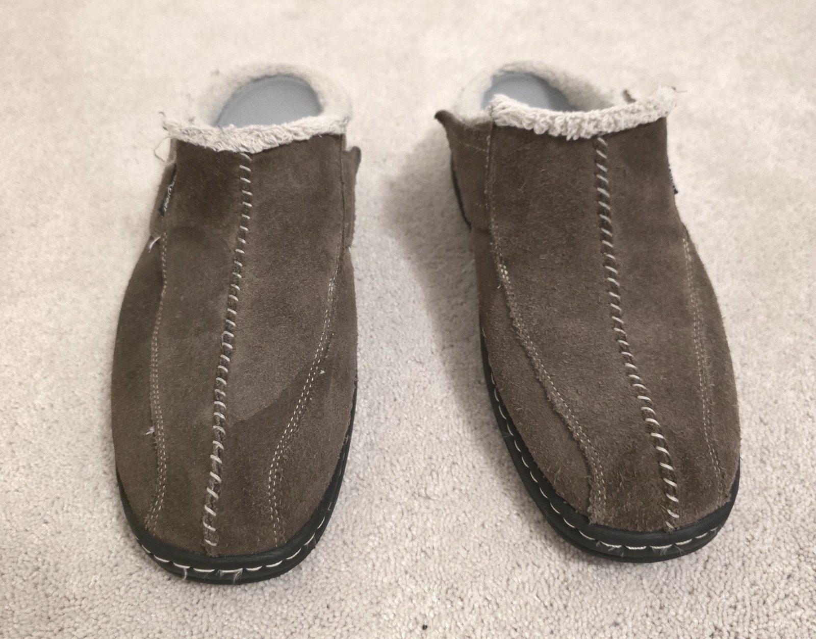 Orthofeet Slippers Shoes Mens Size US 12 Asheville Suede Faux Fur Lined Brown