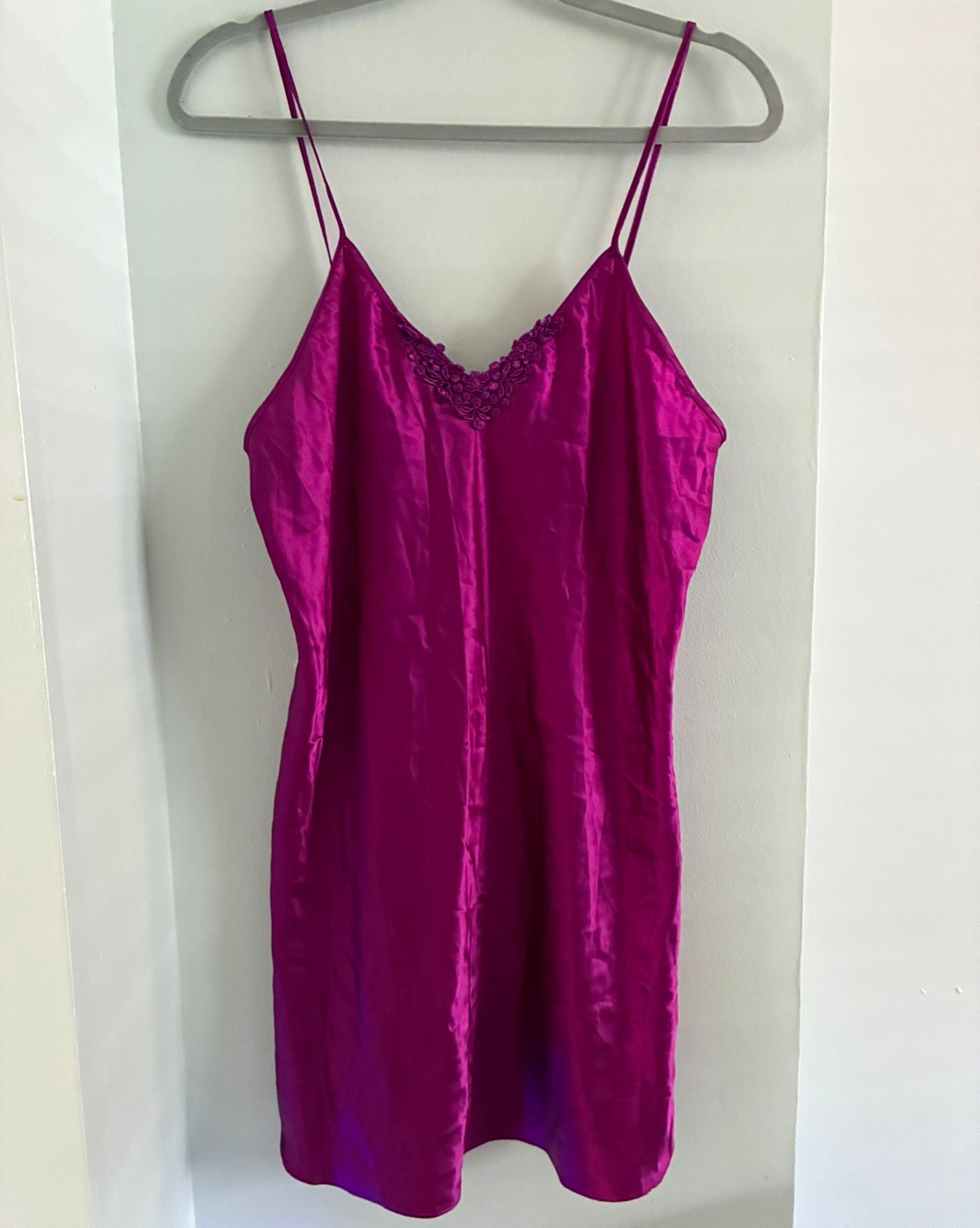 Vintage 90s Romantic Moods Purple Satin Lace Trim Chemise Nightgown Vintage 90s Romantic Moods Purple Satin Lace Trim Chemise Nightgown