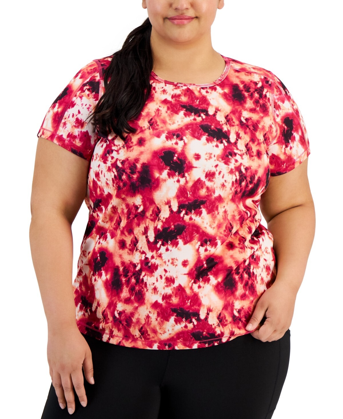NWT Ideology Women\'s Relaxed Short Sleeve Tie Dye Tee Pink Size 1X $30 JJ387