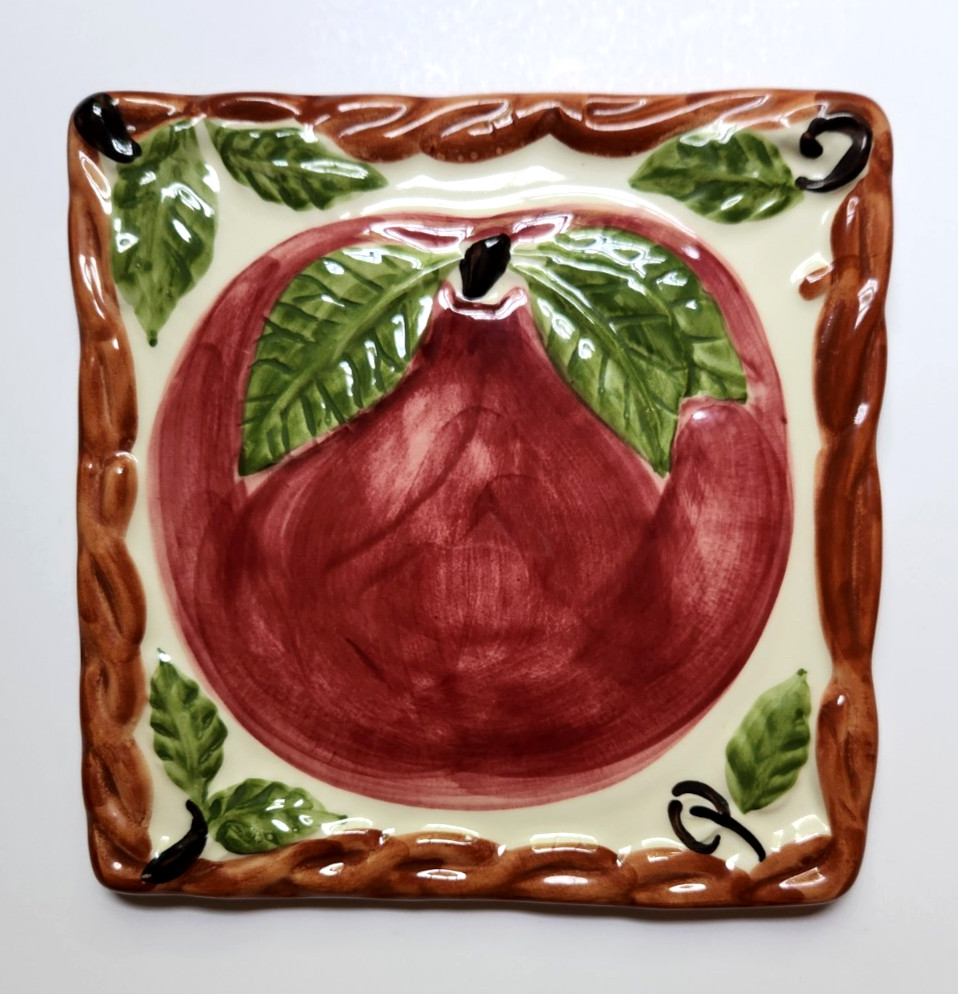 NEW Franciscan Apple Ceramic Trivet Hot Plate Square Cottagecore Farmhouse NEW Franciscan Apple Ceramic Trivet Hot Plate Square Cottagecore Farmhouse