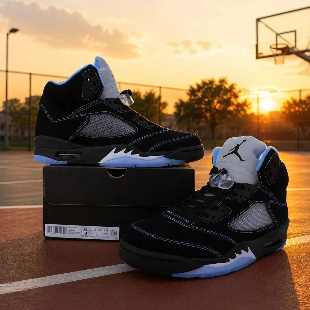 Jordan 5 “Black Carolina University Blue” (2026) DD0587-008 Men's Size US 7-12